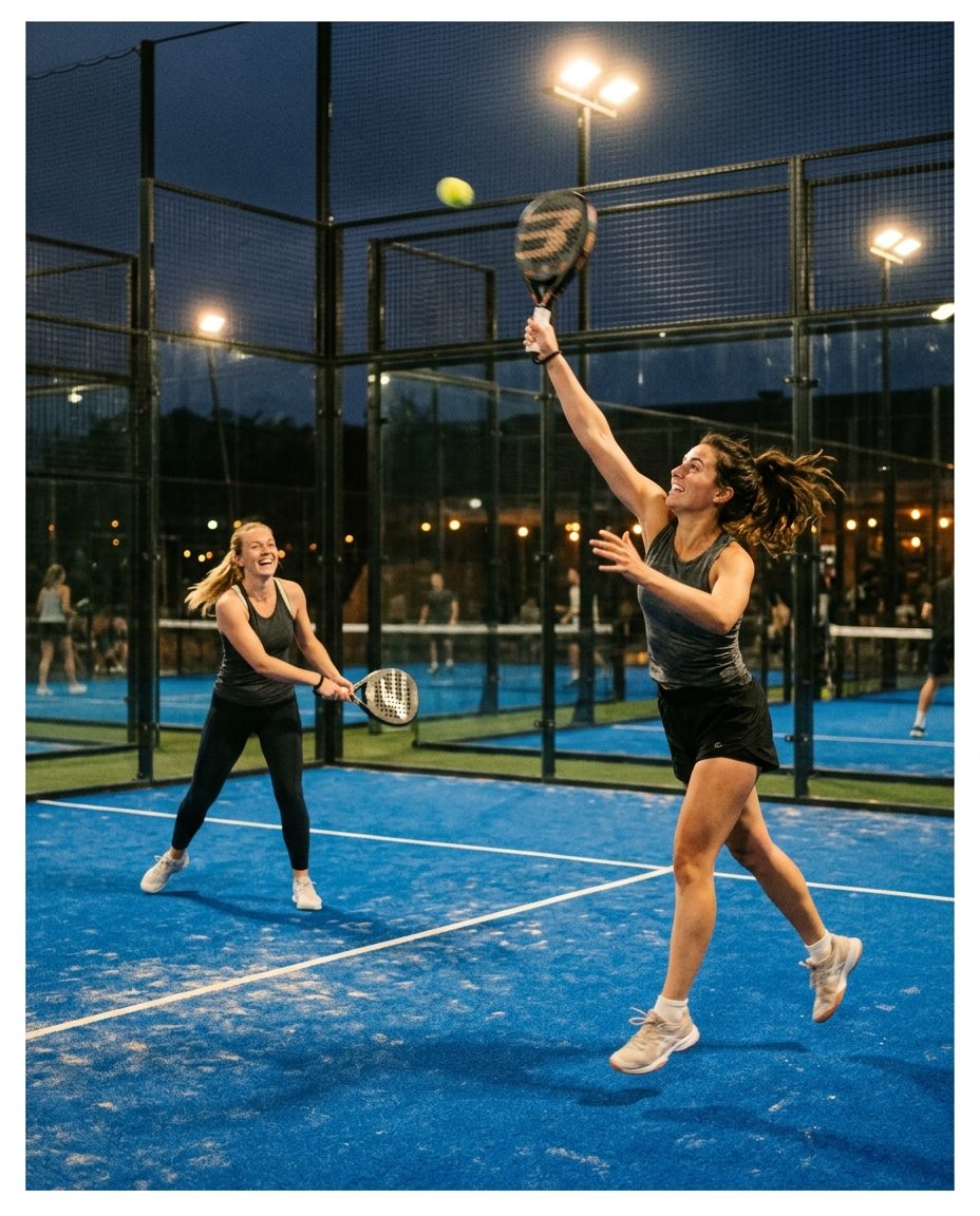 Two players on a padel court